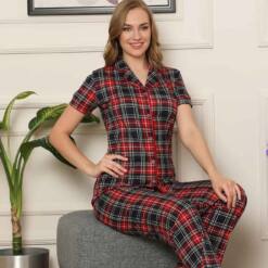 Lady Pijama Set - Ecoseli Front Button Combed Cotton Short Sleeves 2523Ky 5 From Turkey t3690 td 1 2