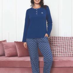 Female Pijama Set - Indigo Long Sleeves Lycra Cotton 2890Ukl 5 From Turkey t3733 td 1 2
