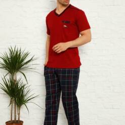 Bordo Ecoseli Short Sleeves Male Pijama Set 1167KY