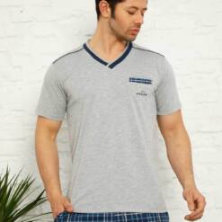 Grey Ecoseli Short Sleeves Male Pijama Set 1167Ky 5 From Turkey t3760 td 1 2