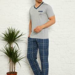 Grey Ecoseli Short Sleeves Male Pijama Set 1167Ky 6 From Turkey t3760 td 1 3