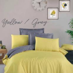 Juego de ropa de cama amarillo y gris que realza la decoración de tu dormitorio 257