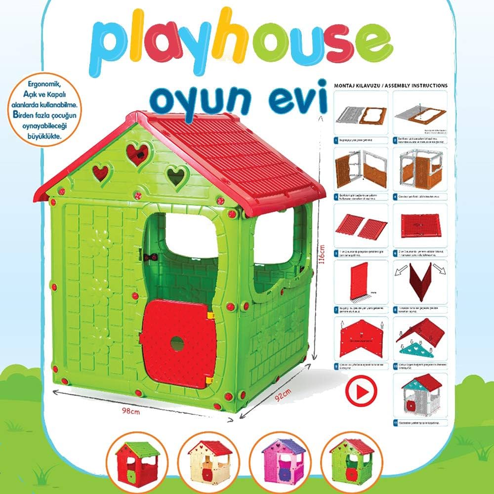 Delightful Kids Pink Plastic Playhouse – Vibrant Indoor &Amp; Outdoor Children'S Toy Cottage 1 From Turkey Simsek Toys Children's Pink Game House Code 8101